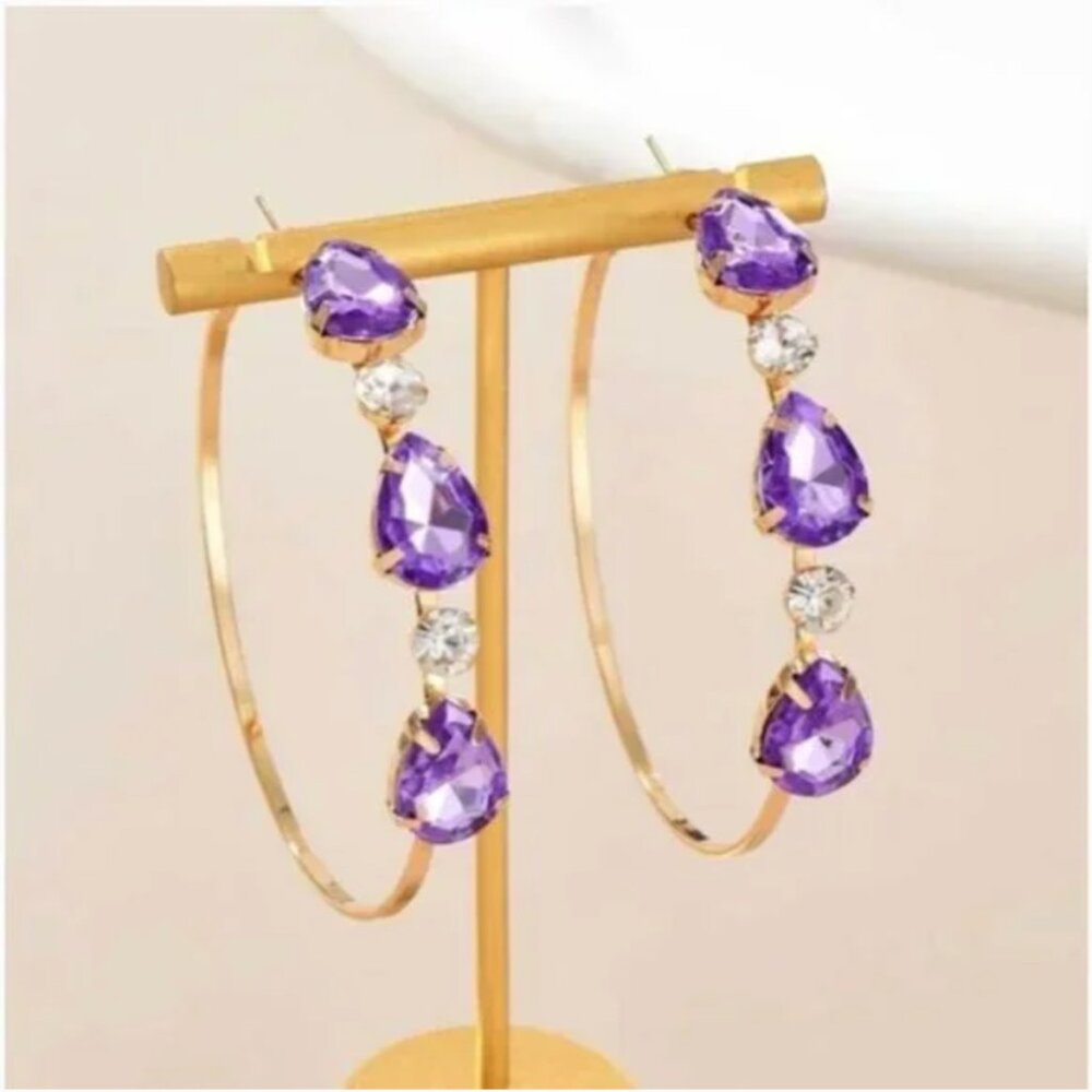 ⭐️❤️ FREE Heart Rhinestone Boho Peasant Hipster Hippie Art Deco Chic Earrings